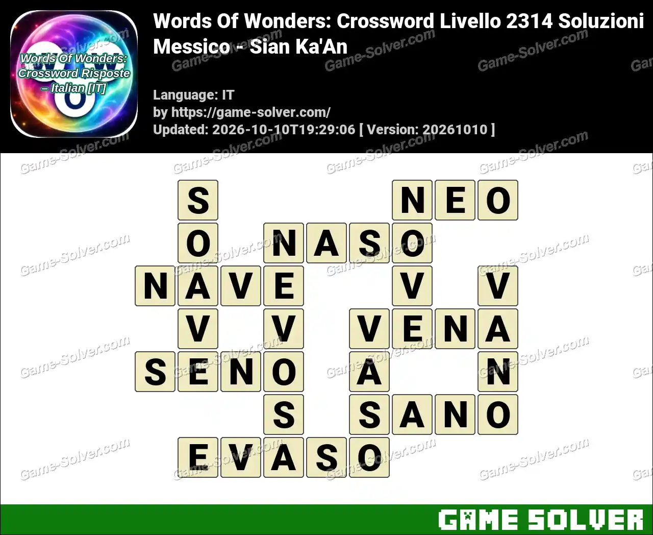 Words Of Wonders: Crossword Livello 2314 Soluzioni – Messico – Sian Ka’An
